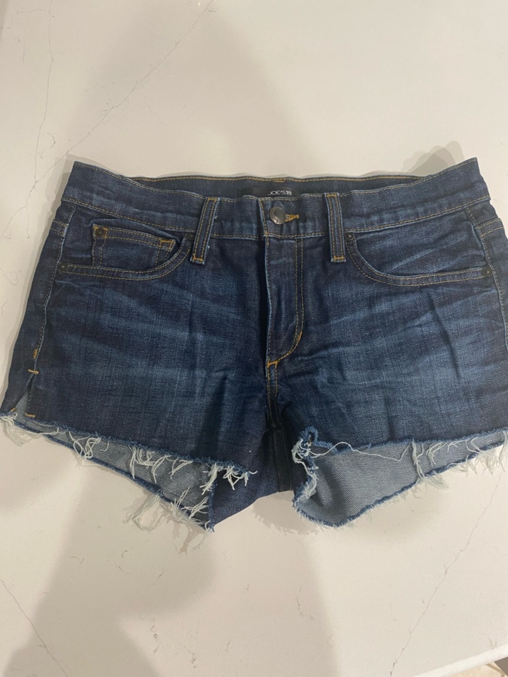 Joe's Jeans Dark Blue Frayed Hem Denim Shorts